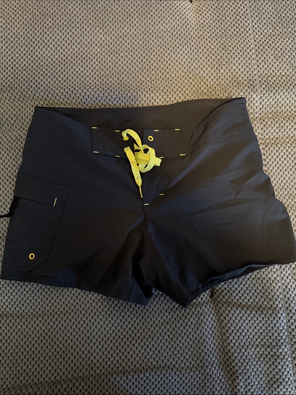 Athleta Black Athletic Shorts with Yellow Drawcord